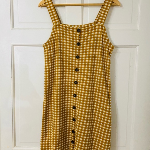 Madewell gingham button front mini Dress Size Medium - Picture 2 of 6